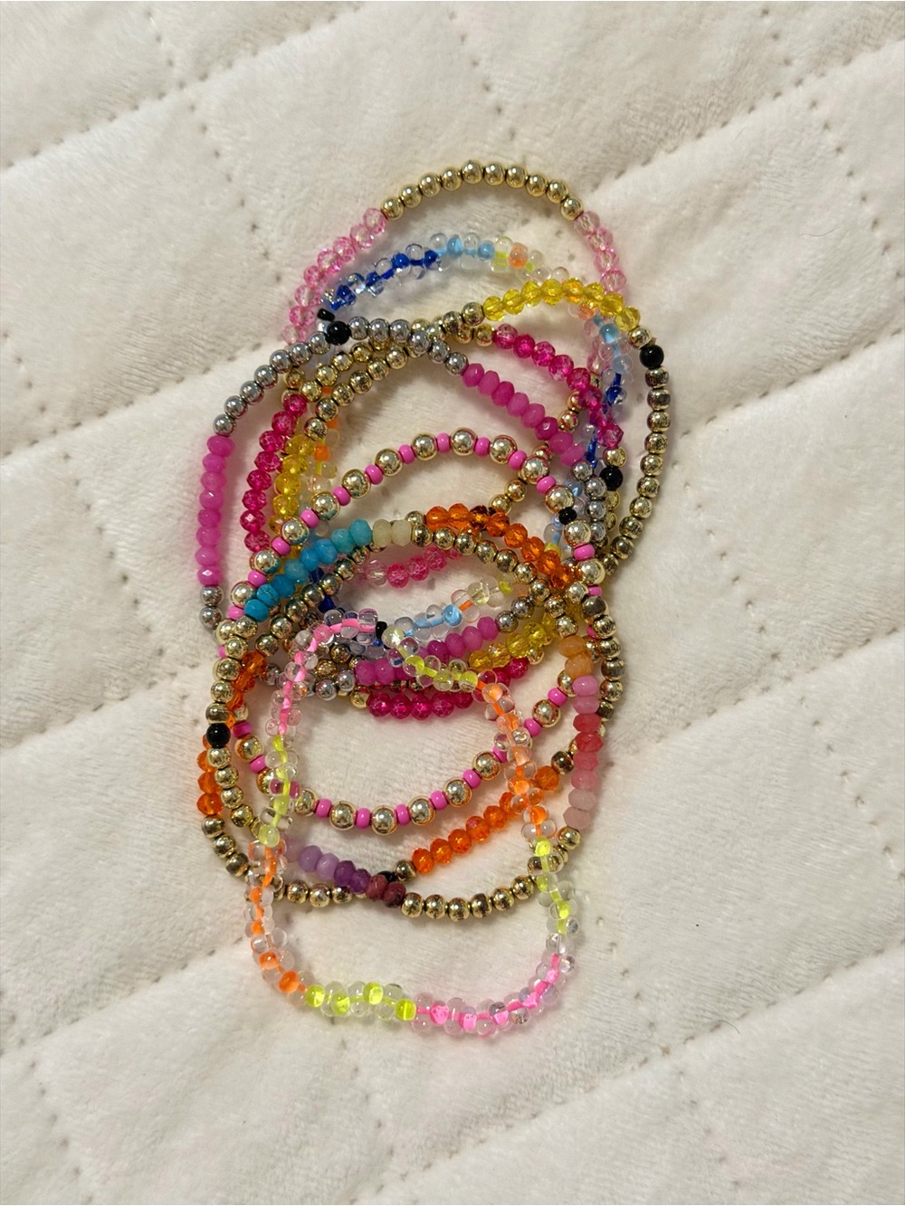 Women’s Beaded Stretch Bracelet Set - Multicolor (Set of 9)
